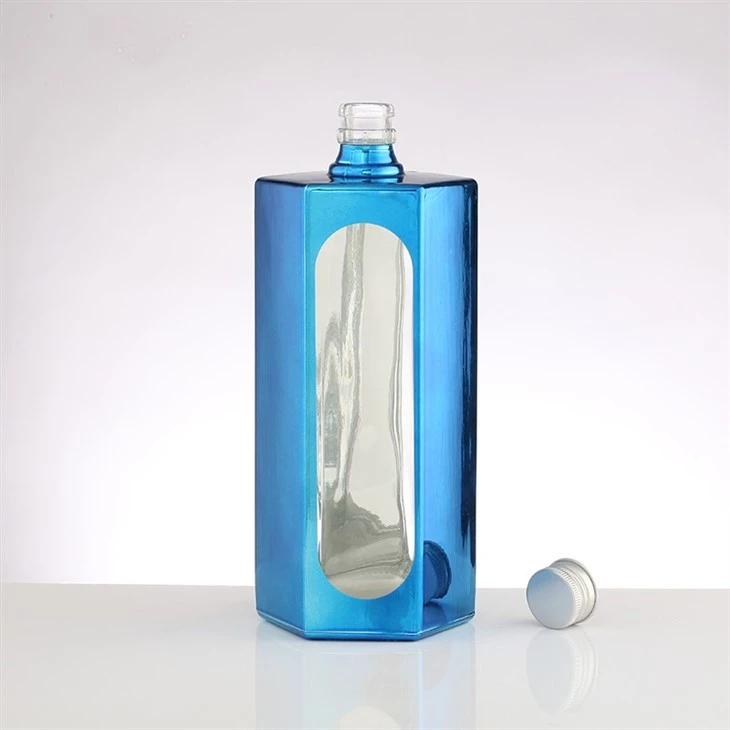 Vintage Blue Glass Liquor Bottle